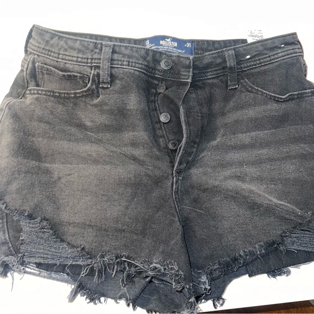 Hollister curvy ultra high waisted black shorts